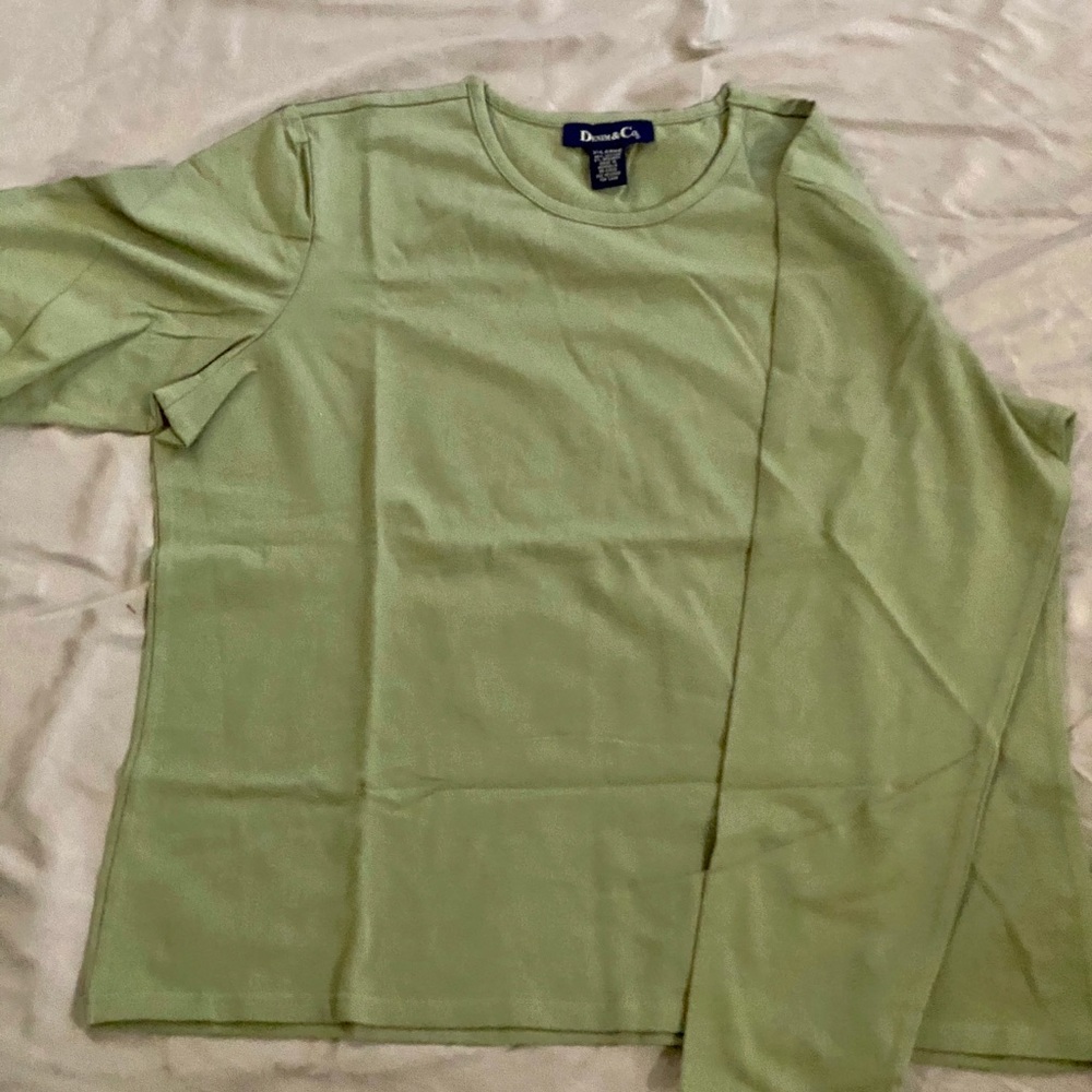 Denim & Co XL green long sleeve shirt